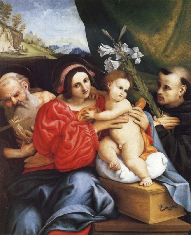 LOTTO, Lorenzo The Virgin and Child with Saint Jerome and Saint Nicholas of Tolentino china oil painting image